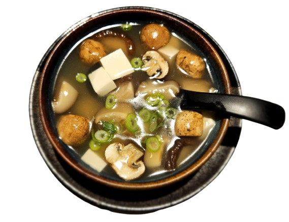 CANH NẤM ĐẬU NON - Seidentofu-Pilzsuppe